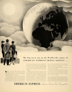 1937 Ad American Express Globe Travel Worldwide Agent - ORIGINAL FTT9