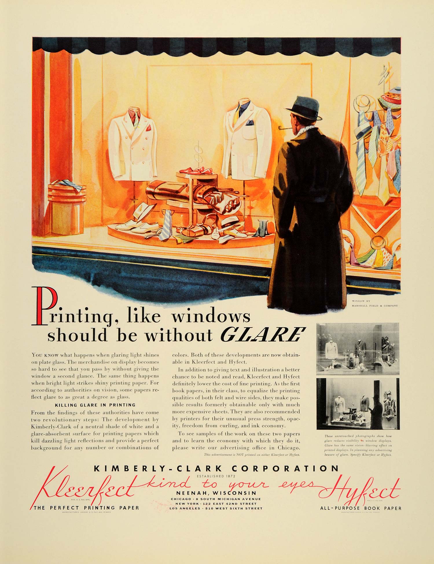 1937 Ad Kimberly Clark Kleerfect Printing Neenah Glare - ORIGINAL FTT9