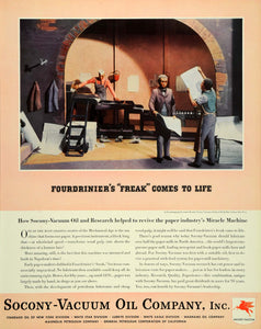 1937 Ad Socony Vacuum Oil Fourdriniers Paper Industry - ORIGINAL FTT9