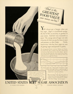 1937 Ad Beet Sugar Industry Colorado Springs Baking - ORIGINAL ADVERTISING FTT9