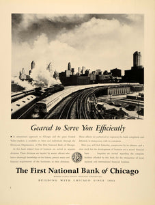 1939 Ad First National Bank Chicago Railway Locomotive - ORIGINAL FTT9