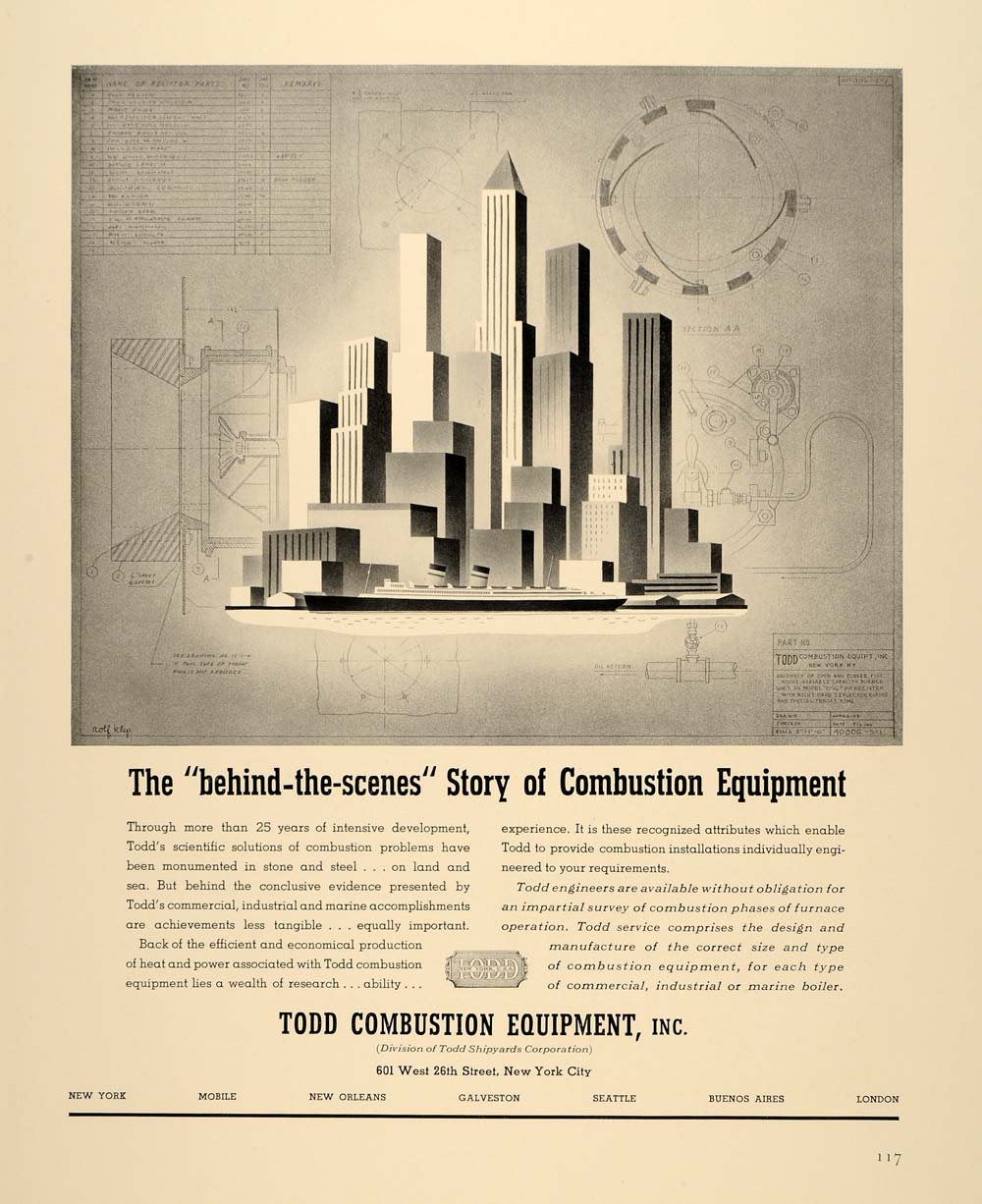 1939 Ad Todd Combustion Equipment Shipyard Engineer - ORIGINAL ADVERTISING FTT9