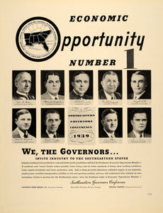 1939 Ad Southeastern Governors Conference Downes - ORIGINAL ADVERTISING FTT9 - Period Paper
