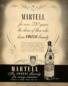 1937 Ad Martell Cognac Brandy Alcohol France Liquor - ORIGINAL ADVERTISING FTT9