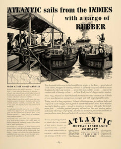 1937 Ad Atlantic Mutual Insurance Rubber Atlantic - ORIGINAL ADVERTISING FTT9
