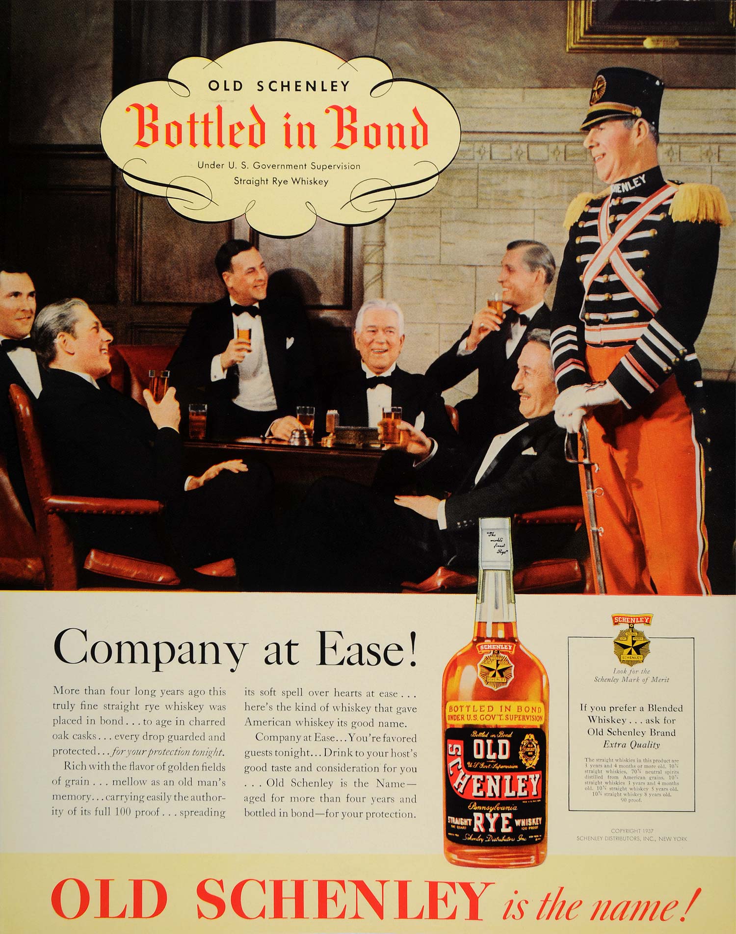 1937 Ad Old Schenley Antique Vintage Liquor Rye Whiskey - ORIGINAL FTT9