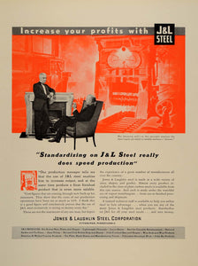 1937 Ad Jones Laughlin Steel Ignots Blooming Mill - ORIGINAL ADVERTISING FTT9