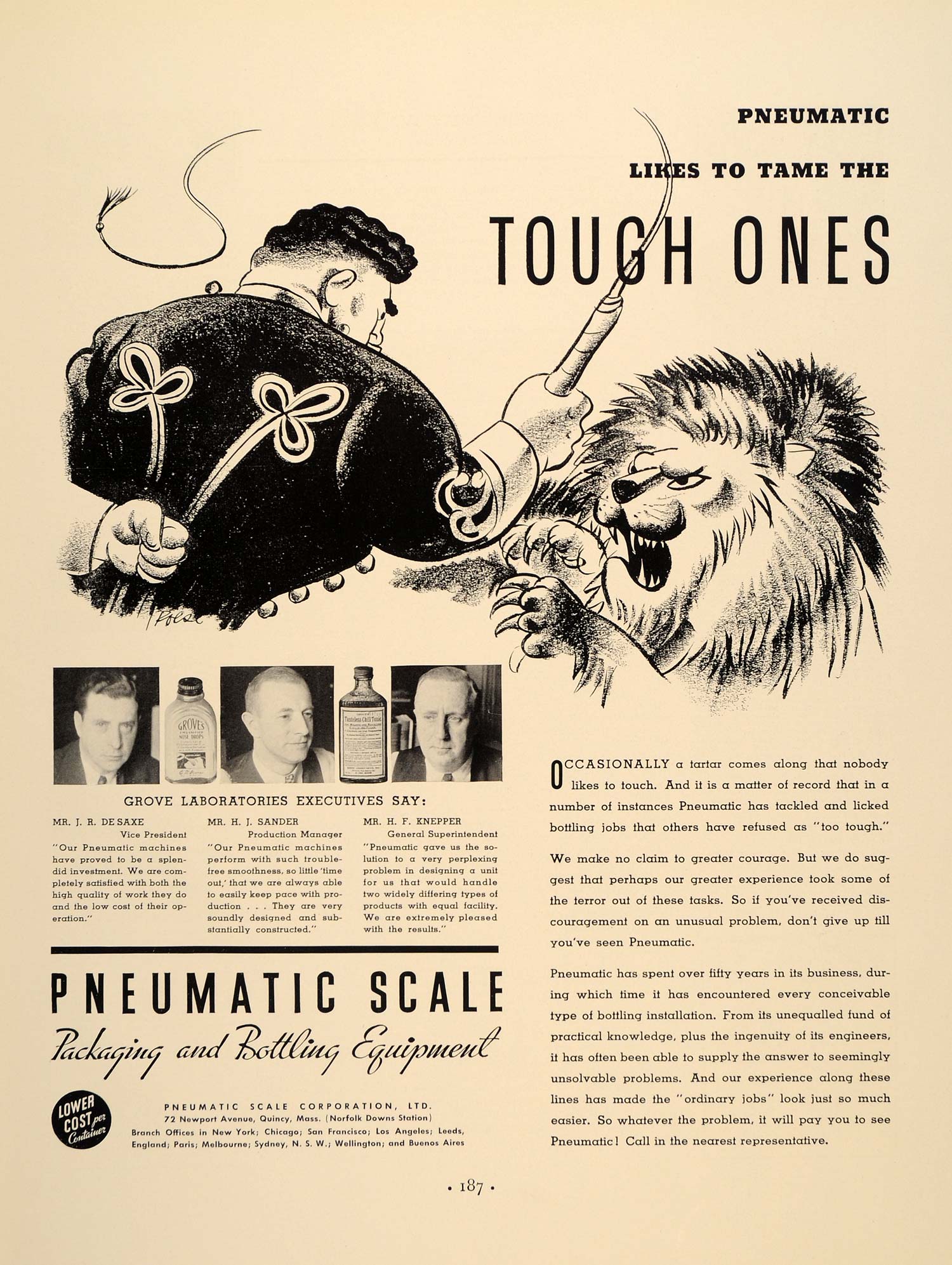 1937 Ad Lion Tamer Pneumatic Scale Packaging Bottling - ORIGINAL FTT9