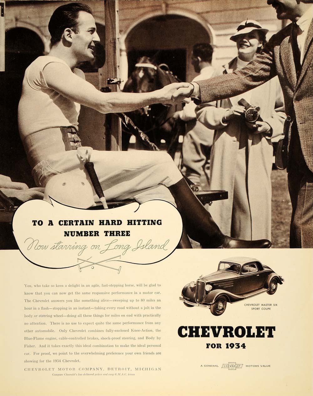 1934 Ad Chevrolet Antique Alcohol Equestrian Jockey - ORIGINAL ADVERTISING FTT9
