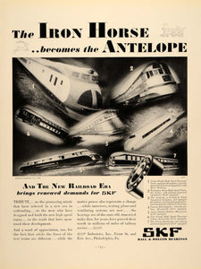 1934 Ad SKF Bearings Railroad Trains Ball Iron Horse - ORIGINAL ADVERTISING FTT9