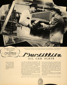 1934 Ad Ductillite Oil Plate Wheeling Steel Seehausen - ORIGINAL FTT9
