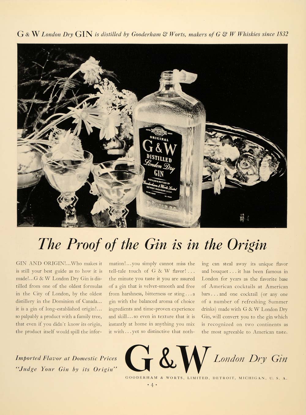 1934 Ad London Dry Gin Distilled Glass Bottles Antique - ORIGINAL ADVERTISING