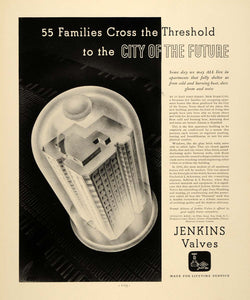 1938 Ad Jenkins Valves Frederick L. Ackerman Patorno - ORIGINAL ADVERTISING FTT9