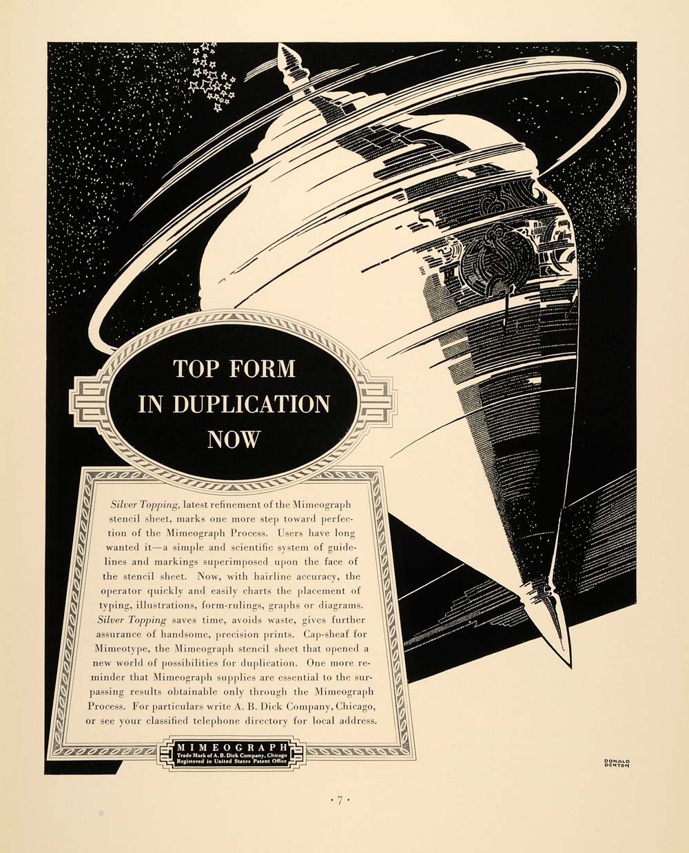 1938 Ad Mimeograph Stencil Sheet A.B. Dick Silver Top - ORIGINAL FTT9