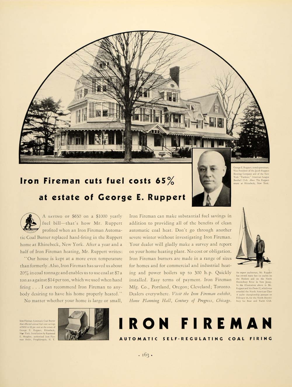 1934 Ad Iron Fireman Heating George Rupper Portland OR - ORIGINAL FTT9