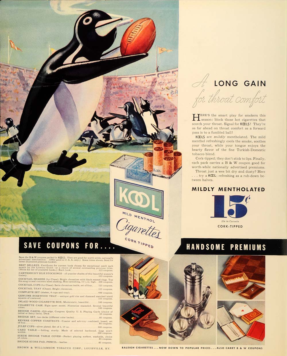1934 Ad Willy Penguin Brown Williamson Cigarettes Kool - ORIGINAL FTT9 Period Paper Historic Art LLC 1934 Ad Willy Penguin Brown Williamson Cigarettes Kool - ORIGINAL FTT9 Period Paper Historic Art LLC