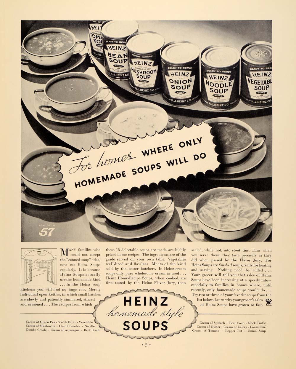 1934 Ad Heinz Soups Noodle Clam Chowder Can Flavor Jury - ORIGINAL FTT9