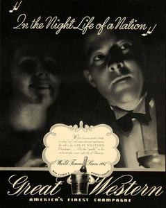 1934 Ad Great Western Champagne Liquor Alcohol Cocktail - ORIGINAL FTT9