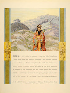 1934 Ad R A Lasley Engineers Great Wall of China Art - ORIGINAL ADVERTISING FTT9