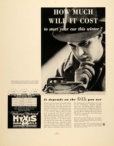 1934 Ad HyVis Mileage-Metered Motor Oils Fuel Gasoline - ORIGINAL FTT9