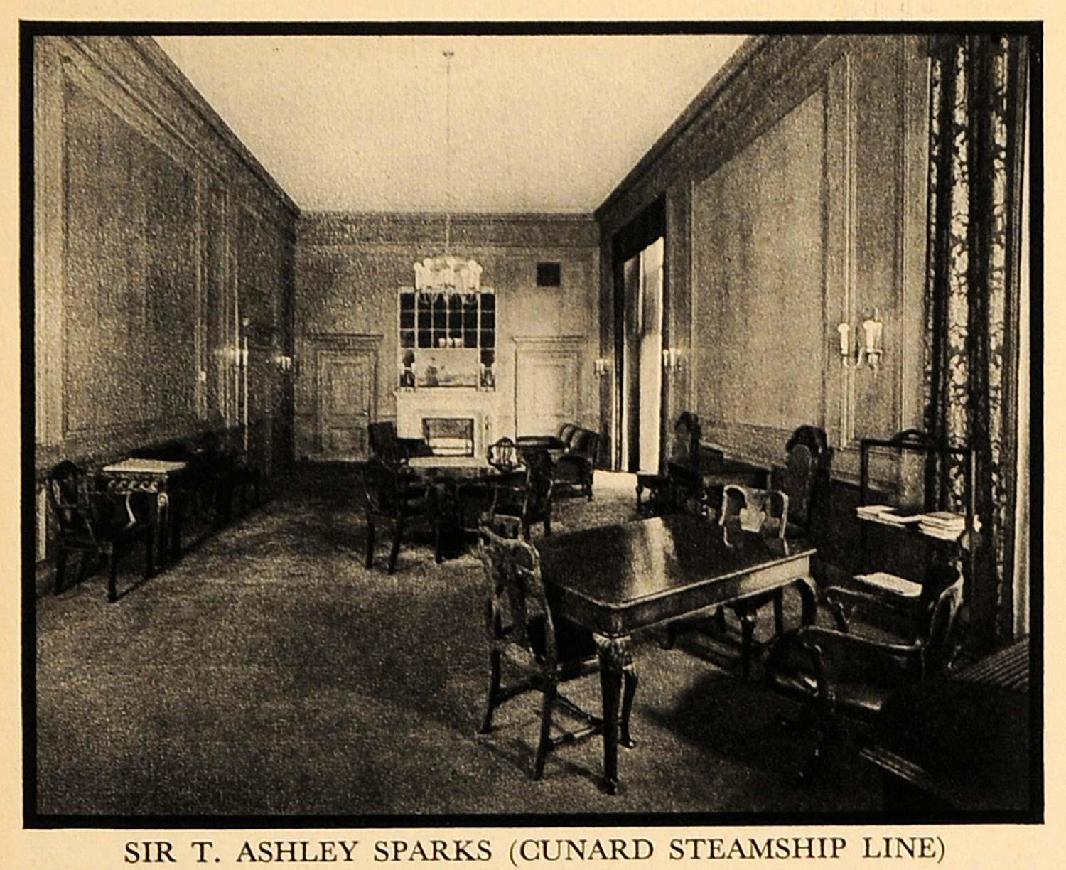 1930 Print Sir T. Ashley Sparks Office Cunard Steamship ORIGINAL HISTORIC FTZ1