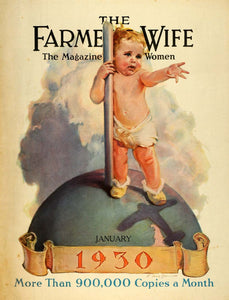 1930 Cover Farmers Wife Magazine Baby Cloth Diaper Globe Airplane Shadow FW1