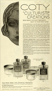 1930 Ad Coty Culturiste Creations Beauty Products Skin Care Complexion FW1