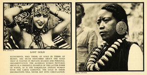 1930 Print Nude Culture Gold Jewelry Algeria Mineral India Ornament Earrings FZ1