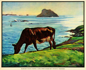 1930 Print Mahonri Cow Seaside Bird Animal Farming Sea Agriculture Boulder FZ1