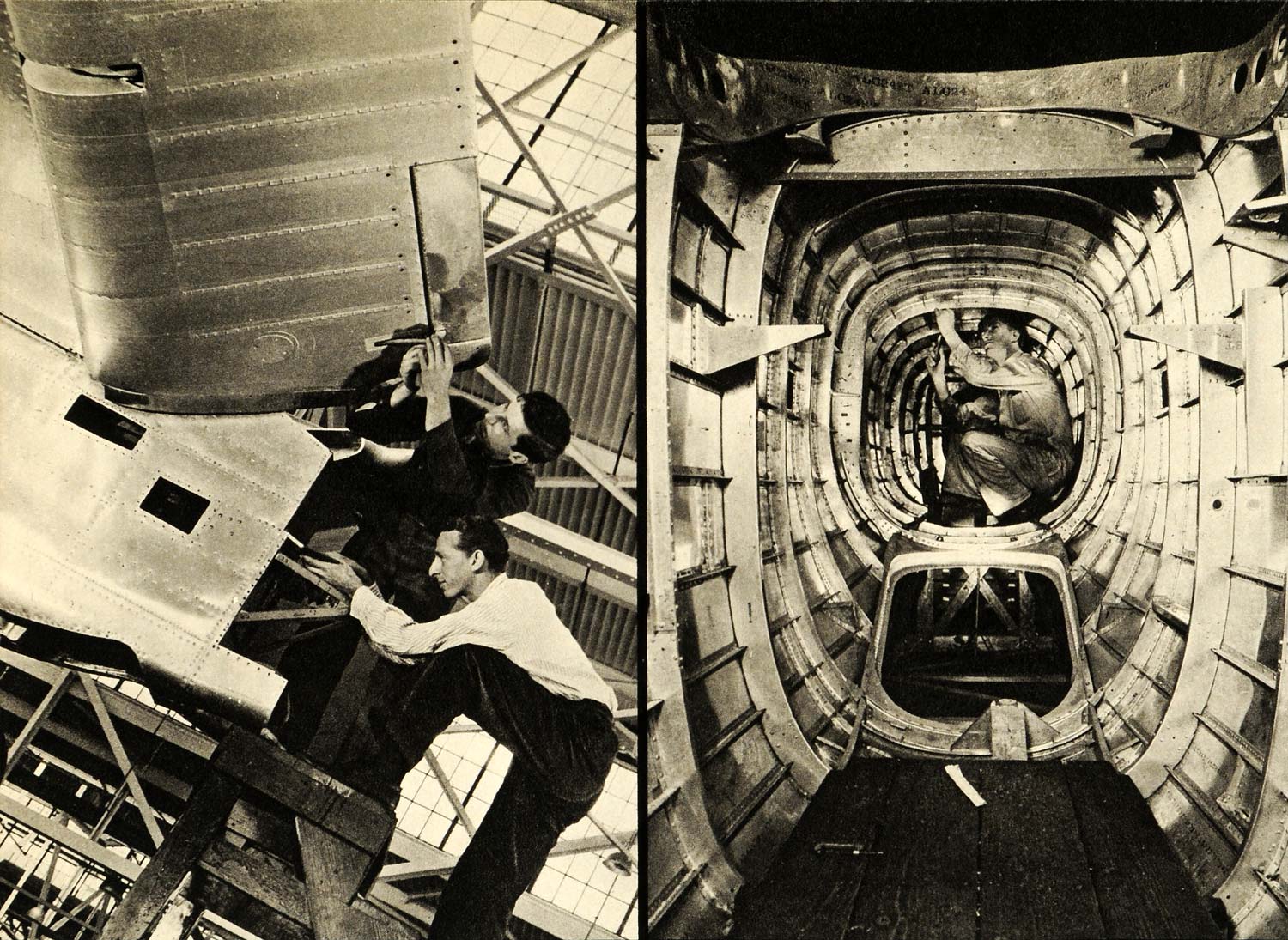 1939 Print Elevator Ship Aircraft Glenn Martin Lockheed Plane Assembly FZ1