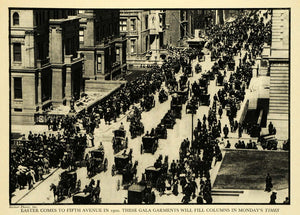 1931 Print Easter Gala 5th Avenue Horse Buggy Cart Wagon Street Traffic New FZ1