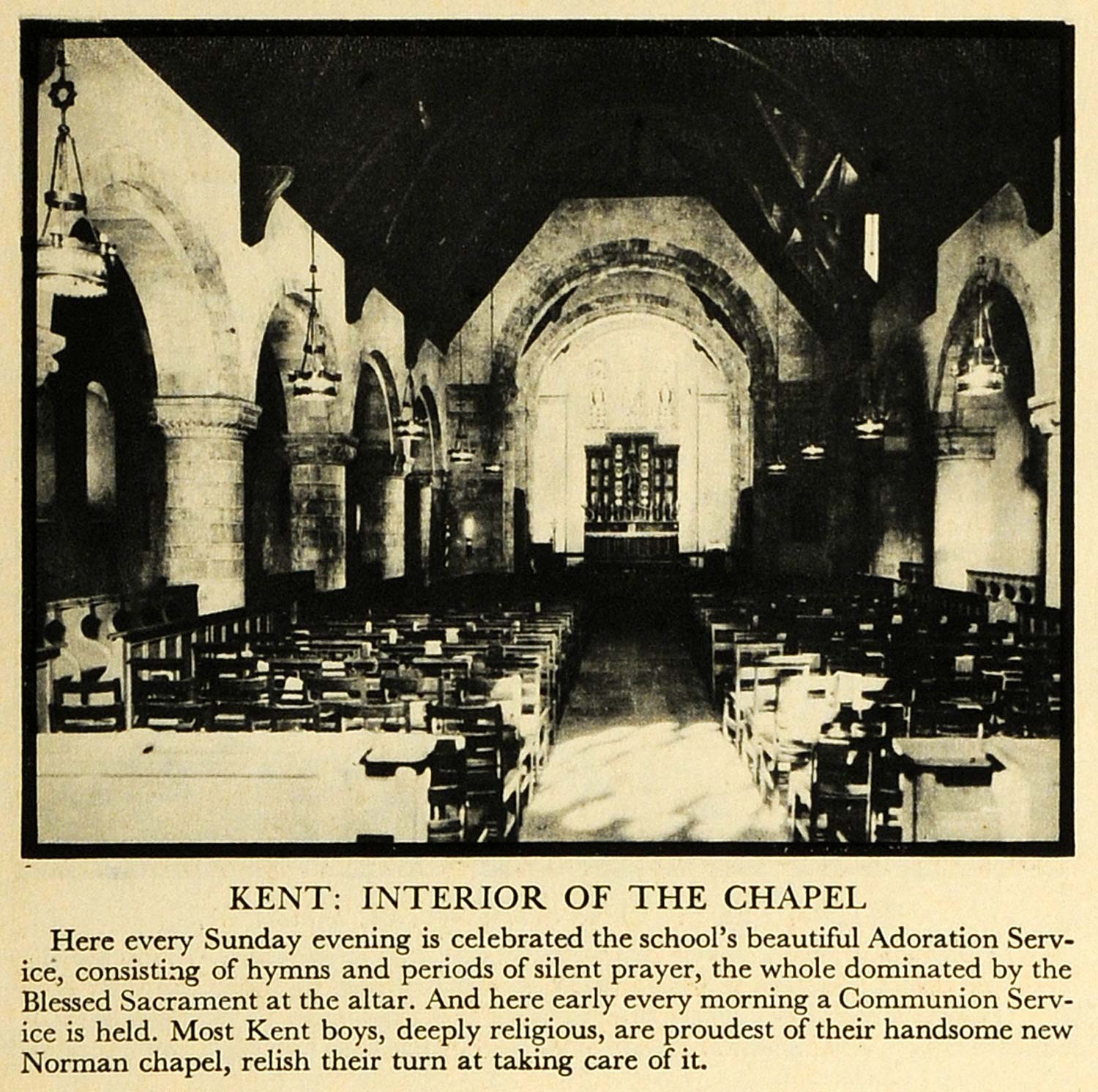 1931 Print Kent Connecticut School Religion Altar Norman Church Christian FZ1
