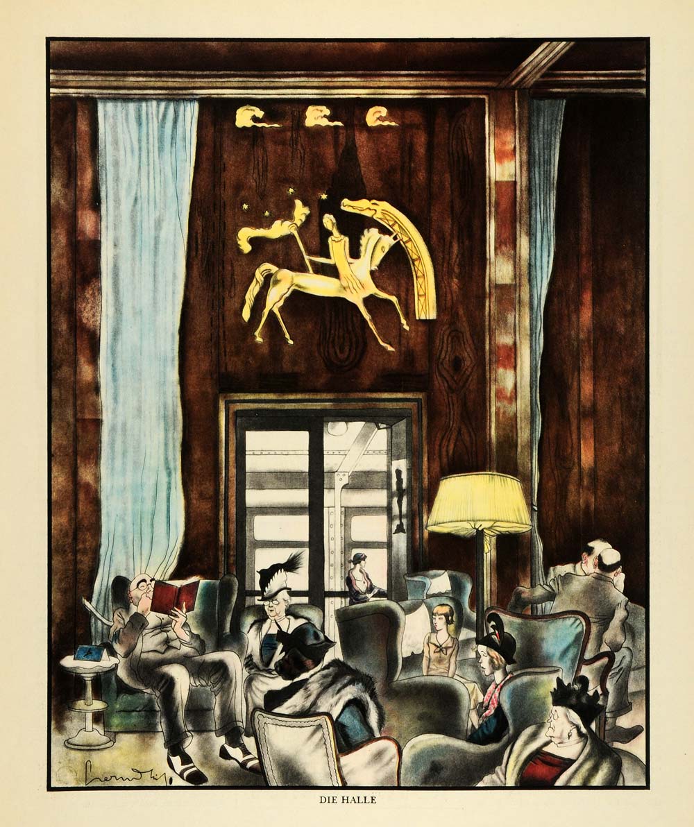 1932 Print Hall Zdzislaw Czermanski Art First Class Children Horse Lounge FZ1