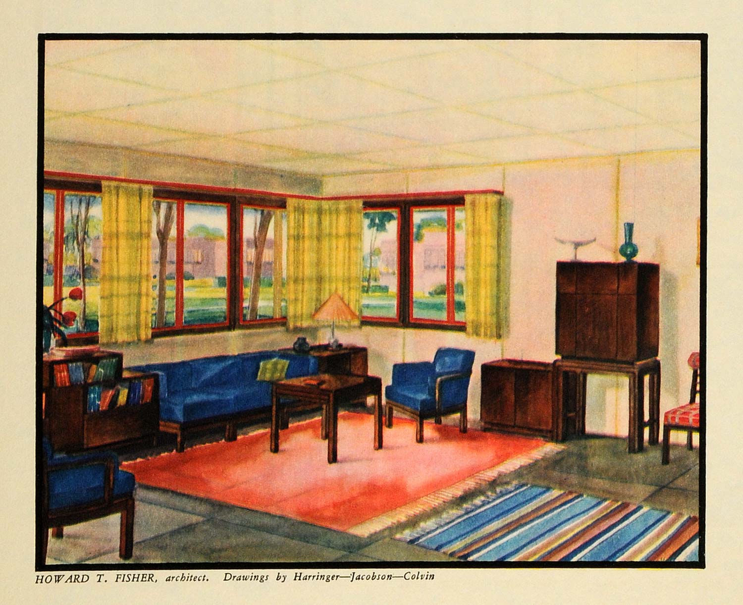 1932 Print Plan Home Howard Fisher General Houses Room Harringer Colvin FZ1