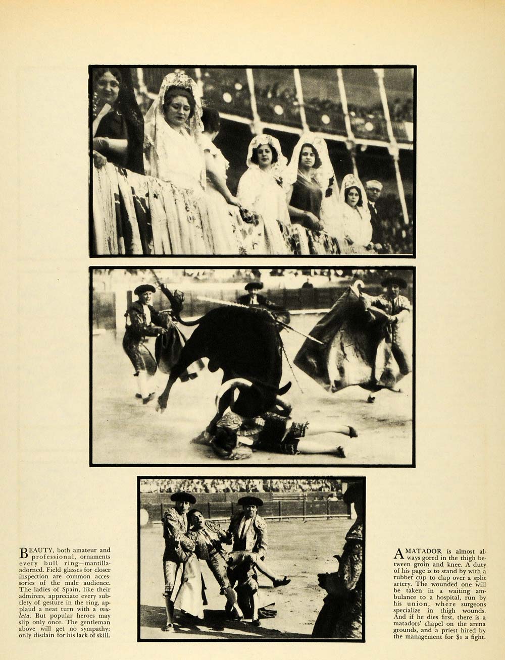 1932 Print Bullfighting Arena Bull Sporting Event Spain Matador Animal FZ1