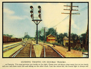 1931 Print Railroad Tracks Stoplight Light Fostoria Art Traffic Ohio Train FZ1