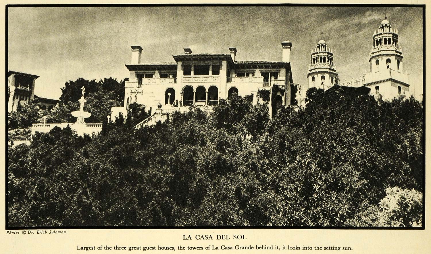1931 Print San Simeon Hearst Castle La Casa Grande Art Architecture Del Sol FZ1