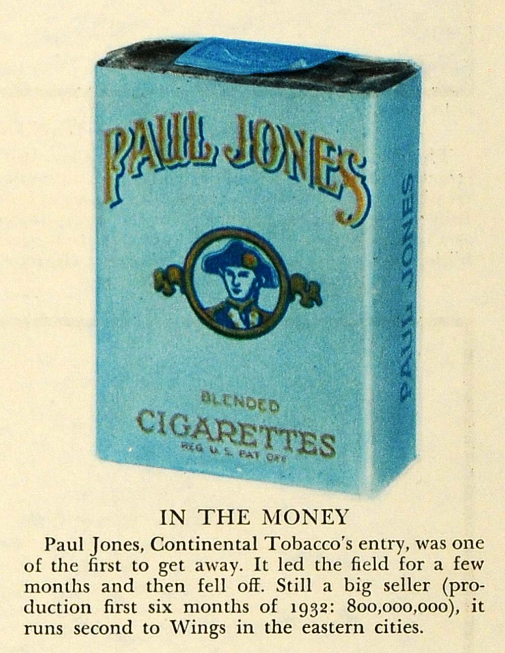 1932 Print Paul Jones Cigarettes Continental Tobacco Smoking Package Smoker FZ1