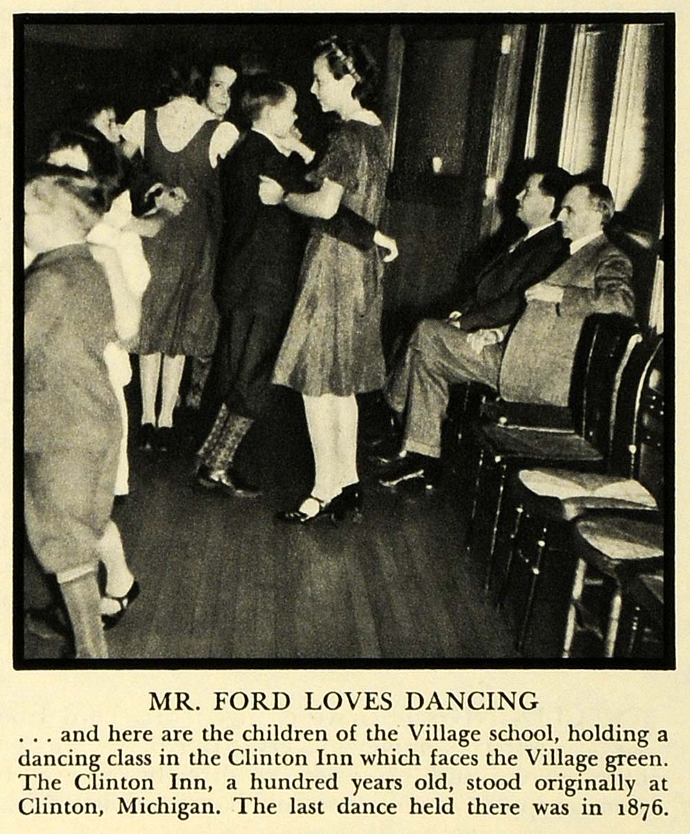 1933 Print Henry Ford Clinton Inn Village Michigan Art Dance Dancing FZ1
