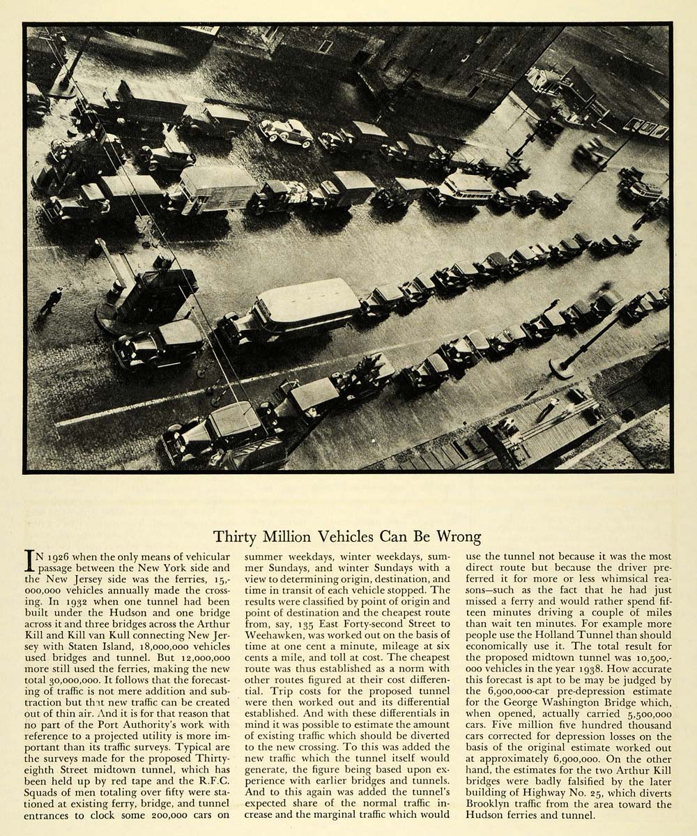 1933 Print New York Jersey Traffic Car Auto Bridge Staten Island Bourke FZ1