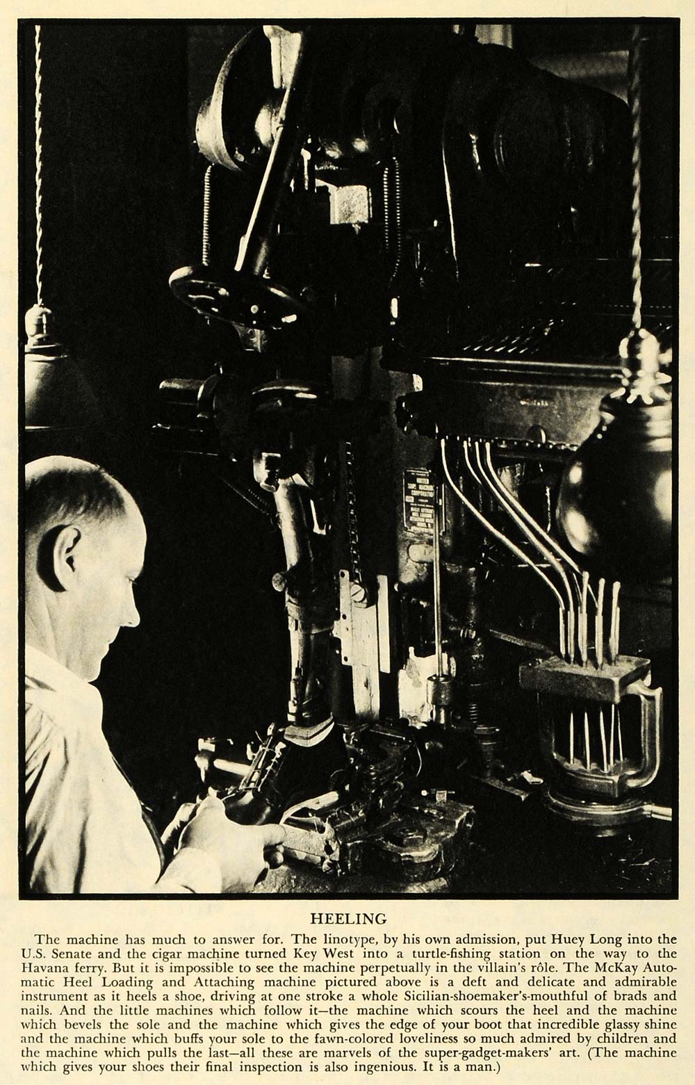 1933 Print Heel Huey Long McKay Automatic Machine Shoe Clothing Fashion FZ2
