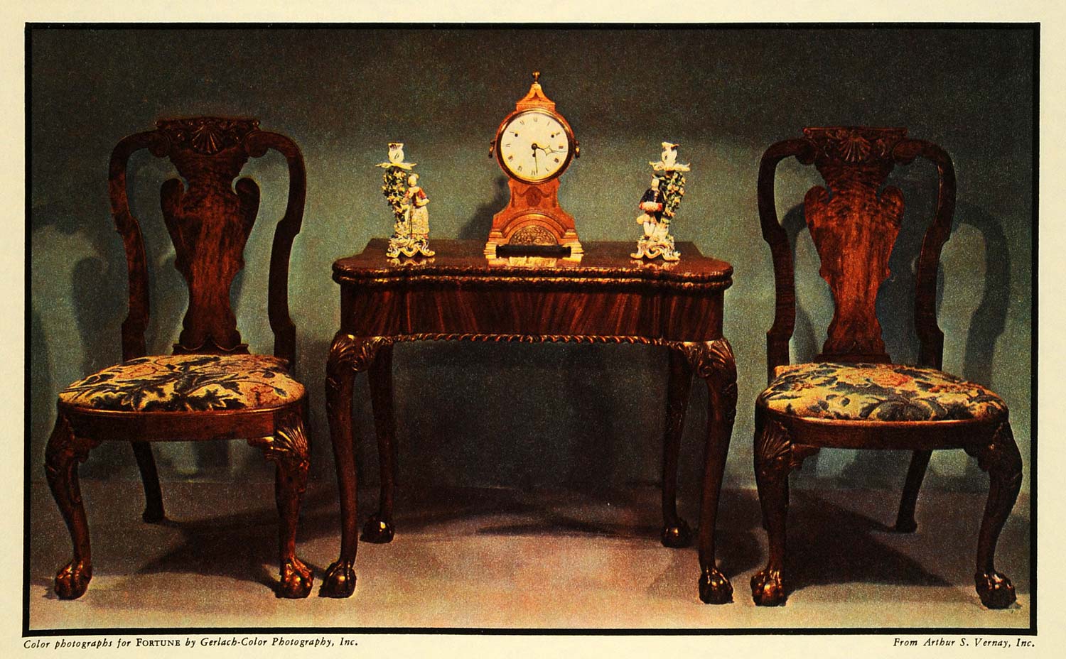 1933 Print Gerlach Furniture Chippendale Candlestick Lily Langtry Clock FZ2