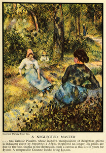 1933 Print Camille Pissarro Paysannes a Repos Scene Art Landscape FZ2