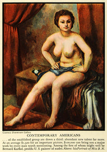 1933 Print Nude Bernard Karfiol Miss B. N. Portrait Art - ORIGINAL FZ2