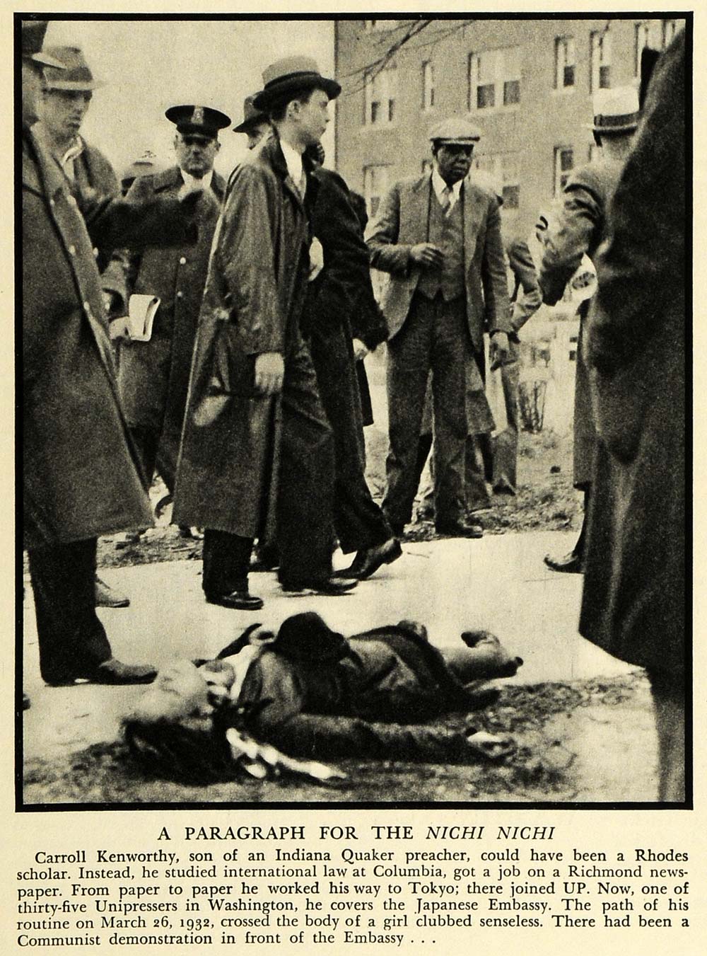 1933 Print Nichi Carroll Kenworthy Embassy Murder Japan Communist FZ2