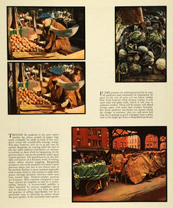 1935 Print Pushcart Vendor New York City Produce Wagon Market Apples Park FZ2
