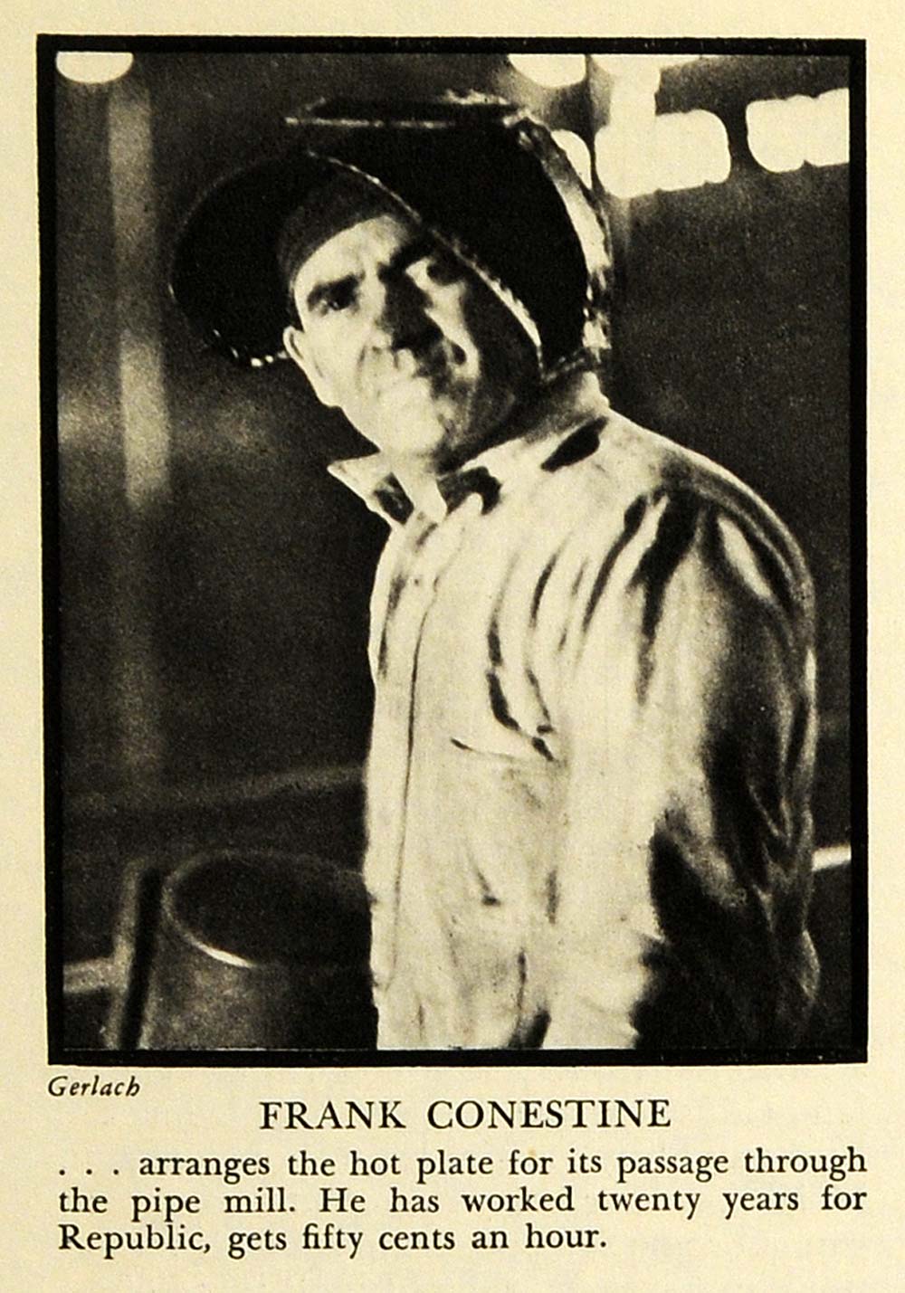 1935 Print Frank Conestine Pipe Mill Republic Steel Gerlach Portrait Metal FZ2