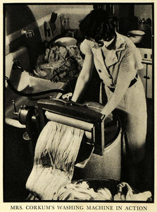 1932 Print Gerald Corkum Wife Washing Machine Detroit Michigan Home House FZ2