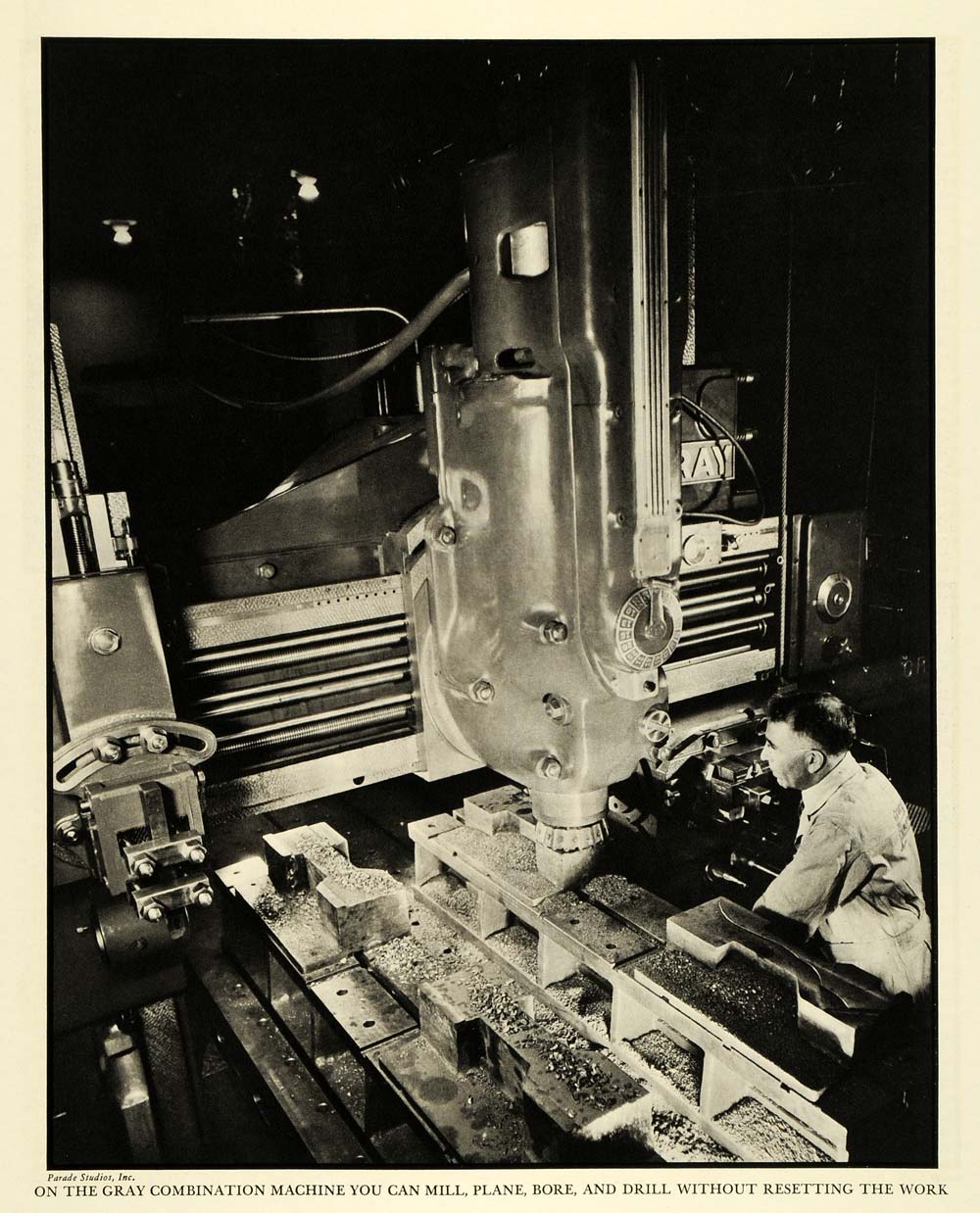 1935 Print Cincinnati Milling Machine Drill Gray Metal Machinery Drilling FZ2