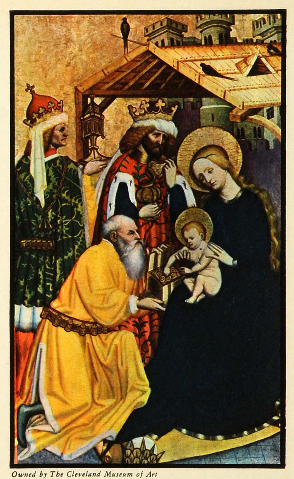 1936 Print Adoration Magi Pfenning Jesus Mother Mary Art Three Kings Christ FZ2